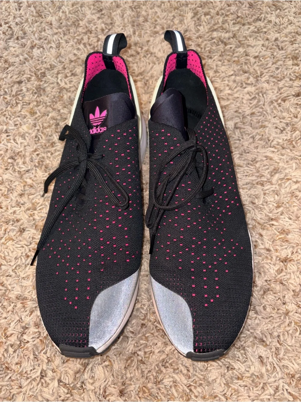 adidas | Black and Pink Slip-On Athletic Sneakers